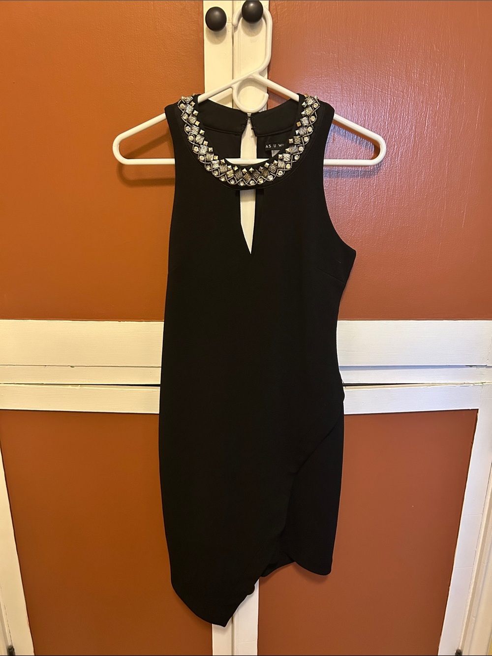 Embellished Neck Black Cocktail Dress Size Small